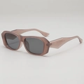 Retro square pink resin sunglasses with grey polarized lenses and geometric cut temples - One Size(D17Z--1) / Jelly Gray Frame Gray Lens