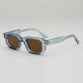 Lunettes de soleil carrées chic couleur gelée bleu-gris avec verres marron - Monture Bleue Verres Thé