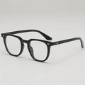 Classic black square full-frame glasses with silver metal rivets on a gray background - Black Frame / Anti Blue Light Glasses