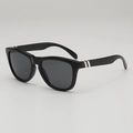 Classic black square frame sunglasses with polarized grey lenses and silver detail - UV400 Anti-UV Lens / Black Frame Grey Lens