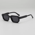 Minimalist jelly-color square frame sunglasses in glossy black finish with dark lenses - Black Frame Grey Lens