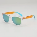 Outdoor sports sunglasses with gradient green lenses and orange to sky blue frame - UV400 Anti-UV Lens / Clear Frame Orange Blue Temples