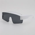 White frame cycling sunglasses with large dark grey UV protection lenses for sports - B05 Z-2 / Bright White Frame Gray Lens
