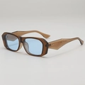 Retro rectangle sunglasses with transparent brown frame and light blue lenses - One Size(D17Z--1) / Tea Frame Blue Lens