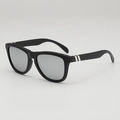 Matte black outdoor sports sunglasses with silver mirrored lenses and metal accents - UV400 Anti-UV Lens / Black Frame Silver Mirror