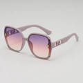 Women's oversized round sunglasses with lilac matte frames and purple gradient lenses - Pink Frame Purple To Pink Gradient Lens(B03 Z-3-2)