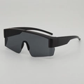 Matte black oversized cycling sunglasses with a wrap-around lens for sports - B05 Z-2 / Sand Black Frame Grey Lens