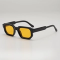 Lunettes de soleil rétro monture noire épaisse et verres jaunes pour un look tendance - Monture Noire Verres Orange