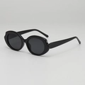 Oval black sunglasses with thick wavy frames and UV protection for square faces - D19 Y-3 / Black Frame Grey Lens