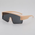 Beige Oversize-Radbrille mit dunkelgrauen einteiligen Wrap-around-Gläsern - B05 Z-2 / Rosa Rahmen Graue Linse