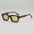 Lunettes de soleil rétro à monture carrée écaille foncée et verres ambre transparents - Monture Thé Transparente Verre Vert