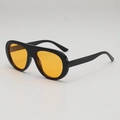 Classic aviator sunglasses with thick black frames and stylish orange ocean lenses - UV400 Anti-UV Lens / Black Frame Yellow Lens