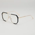 Gafas de sol geométricas grandes para hombre en negro y dorado, lentes claras - Marco Oro Negro Claro
