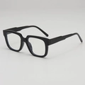 Classic black square thick frame glasses with clear lenses for a retro minimalist look - Bright Black