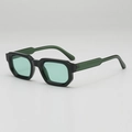 Lunettes de soleil carrées à monture noire épaisse et verres verts translucides - Monture Verte Transparente Verres Verts