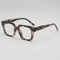 Classic tortoise shell thick frame eyeglasses in retro square style for men and women - Transparent White Tortoise
