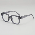 Square dark grey transparent optical frame glasses for anti-blue light use - Smoke Gray