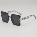 Premium white square sunglasses with gold metal bow detailing and dark lenses - Grey Frame Grey Lens