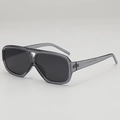 2025 retro double bridge pilot sunglasses with smoke grey translucent frame and dark lenses - D19 Y-2 / Grey Frame Grey Lens
