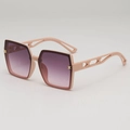 Women's oversized square sunglasses with nude pink frames and gradient purple lenses - Pink Frame Gray Pink Lens