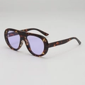 Klassische Pilotenbrille in Schildpatt-Optik mit lila Verlaufsgläsern für Vintage-Stil - UV400 UV-Schutzlinse / Leopardenrahmen Lila Gläser
