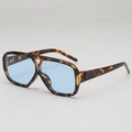 Lunettes de soleil rétro écaille avec monture double pont et verres bleu clair - D19 Y-2 / Monture Écaille Verres Bleus