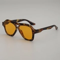 Lunettes aviateur rétro à double pont avec monture écaille et verres orange vif - Monture Écaille Verres Orange