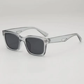 Lunettes de soleil carrées unisexes avec monture grise et branches géométriques - Lentille anti-UV UV400 / Monture Grise Transparente Verres Gris
