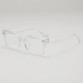 Gafas de sol cuadradas minimalistas con montura transparente y patillas caladas - Lente anti-UV UV400 / Montura blanca transparente Lentes blancas