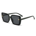 Deep green square frame sunglasses with gold palm tree detail and dark grey lenses - Matte Green Frame Grey Lens
