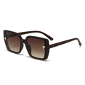 Oversized square sunglasses with brown gradient lenses and golden palm tree accents - Matte Dark Coffee Frame Gradient Tea Lens
