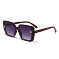 Retro square wine red sunglasses with gold palm tree accents and purple gradient lenses - Matte Red Frame Gradient Grey Lens