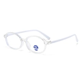Kids vintage oval blue light blocking glasses with transparent frames and white temples - Transparent Frame White Legs