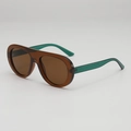 Brown frame aviator sunglasses with contrasting dark green temples and modern design - UV400 Anti-UV Lens / Transparent Tea Frame Tea Lens