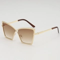 Cat eye oversized butterfly sunglasses with gold metal frame and gradient brown lenses - UV400 Anti-UV Lens / Gold Frame Gradient Tea Lens