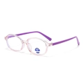 Kids vintage oval blue light blocking glasses in pink and violet candy colors - Light Purple Frame Purple Legs