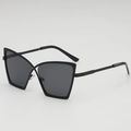 Damen Cat-Eye-Brille mit blauem Lichtschutz, großem schwarzem Rahmen und Metallsteg - UV400 UV-Schutzlinse / Schwarzer Rahmen Graue Gläser