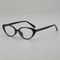 Classic black vintage cat-eye glasses frame with silver rivets and glossy finish - Plain Lens / Black Frame Clear Lens