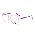 Kids square blue light blocking glasses in transparent pink and purple resin frames - C7 Light Purple Frame Purple Temples