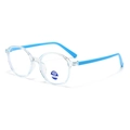 Occhiali anti luce blu per bambini con montatura rotonda blu e lenti trasparenti - C2 Montatura Blu Trasparente Aste Blu