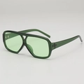 Retro pilot sunglasses with transparent green frames and matching tinted green lenses - D19 Y-2 / Green Frame Green Lens