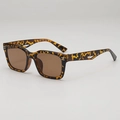 Lunettes de soleil écailles classiques avec monture carrée oversize et verres marron - Lentille anti-UV UV400 / Monture Léopard / Verres Thé