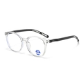 Retro round frame blue light blocking glasses for kids in transparent and black finish - Transparent Grey Frame Grey Temples