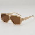 Retro double-bridge sunglasses with beige frames and brown lenses for a vintage look - D19 Y-2 / Transparent Tea Frame Tea Lens
