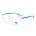 Lunettes anti-lumière bleue rondes pour enfants avec monture transparente et branches bleues - Bleu Transparent