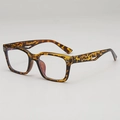 Lunettes de soleil carrées à motif écaille avec branches évidées et détails argentés - Lentille anti-UV UV400 / Monture Écaille Verre Transparent