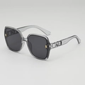 Oversized smoke grey round sunglasses with hollow metal temple detail and dark grey lenses - Transparent Grey Frame Grey Lens(B03 Z-3-2)