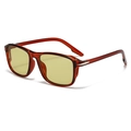 Square amber sunglasses with translucent frames and yellow lenses for a retro summer look - Red Frame Light Tea Lens (C8)