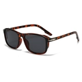Classic tortoise square frame sunglasses with dark lenses and arrow metal accents - Red Tortoise Frame Grey Lens (C2)
