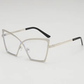 Cat-eye metal blue light blocking glasses with silver frames and butterfly design - UV400 Anti-UV Lens / Silver Frame Clear Lenses